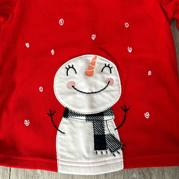 Carter's 2-Piece Girls Snowman Red Shirt w/Black & White Fleece Pajama Set Sz 4T - Picture 3 of 10